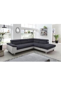 COTTA, COTTA Polstergarnitur &raquo;Komaris L-Form, B: 249 bzw. 100 cm (Set: Ecksofa & Hocker)&laquo; Set, mit Kopfteilverstellung, optional Bettfunktion, 