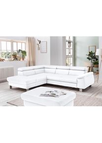 COTTA, COTTA Polstergarnitur &raquo;Komaris L-Form, B: 249 bzw. 100 cm (Set: Ecksofa & Hocker)&laquo; Set, mit Kopfteilverstellung, optional Bettfunktion, 