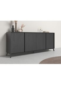 Inosign, Inosign Sideboard &raquo;City&laquo; Breite ca. 205 cm, schwarz melamin holzstruktur, B/H/T: 205 cm x 84 cm x 40 cm