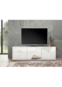 Inosign, Inosign Lowboard &raquo;Vittoria&laquo; Breite 181 cm, Front mit Siebdruck und Spiegel, wei&szlig; hochglanz lack, B/H/T: 181 cm x 57 cm x 42 cm