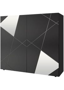 Inosign, Inosign Highboard &raquo;Vittoria&laquo; Breite 121 cm, Front mit Siebdruck und Spiegel, anthrazit hochglanz lack, B/H/T: 121 cm x 111 cm x 42 cm