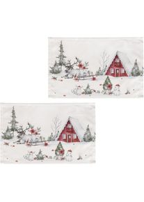 my home, my home Platzset &raquo;Lealux&laquo; 2er Set, Weihnachtlich, bedruckt, weiche Haptik, 45x30, bunt, Obermaterial: 100% Polyester, 2 Stk.
