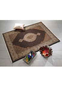 OCI Die Teppichmarke, OCI DIE TEPPICHMARKE Orientteppich &raquo;Cavari Mahi&laquo; rechteckig 5 mm H&ouml;he hochwertig handgekn&uuml;pft, mit Fransen, Wohnzimmer, schwarz,