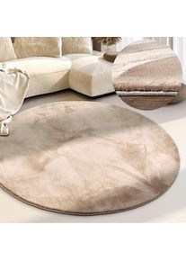 Villeroy & Boch Villeroy & Boch, Teppich &raquo;Leon&laquo; rund 15 mm H&ouml;he Langflor, Shaggy, einfarbig, flauschig, weich, gl&auml;nzend, modern, uni, creme, Polyester, 15 mm