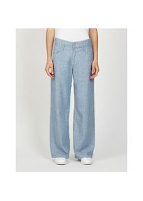 Gang, Unisex, Gang Leinenhose &raquo;94CARA&laquo; mit doppeltem Bund, ice blau, 32, N-Gr, Wide Fit Hose mit mittlerer Leibh&ouml;he und normaler Beinl&auml;nge von Gang