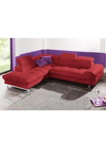 COTTA, COTTA Polstergarnitur &raquo;Chef L-Form&laquo; Set, Set bestehend aus: Ecksofa mit Kopfteilverstellung & Hocker, rot,, B/H/T: 262 cm