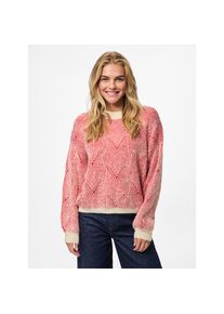 Pieces, Unisex, Pieces Rundhalspullover &raquo;PCJENNA LS O-NECK KNIT NOOS BC&laquo;, wei&szlig;cap gray detail:goji berry, XS, Pullover von Pieces