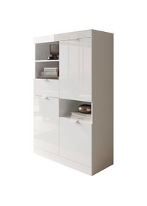 Inosign, Inosign Highboard &raquo;Slim&laquo; Breite 91 cm, weiss Hochglanz Lack, wei&szlig; hochglanz lack, B/H/T: 91 cm x 148 cm x 42 cm