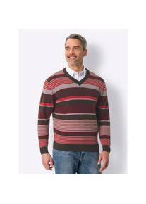 CLASSIC, Herren, V-Ausschnitt-Pullover &raquo;Pullover&laquo;, dunkelrot, graphit, gemustert, 58, gerippter V-Ausschnitt