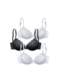 Petite Fleur, Petite Fleur Push-up-BH Packung, 3 St&uuml;ck, mit B&uuml;gel im attraktiven Multipack, Dessous, 2xwei&szlig;, 1xschwarz, 75, Cup A, Push-up-BH