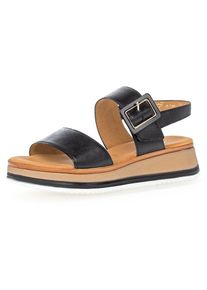 Gabor, Unisex, Keilsandalette &raquo;RHODOS&laquo; , Riemchensandale, Sommerschuh, Sandale in Weite G (=weit), schwarz, 44, Sandalette mit grosser Zierschnalle 