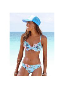 Lascana, Unisex, Lascana B&uuml;gel-Bikini-Top &raquo;Malia&laquo; mit tropischem Print, hellblau, bedruckt, 36, Cup E, Florales Design