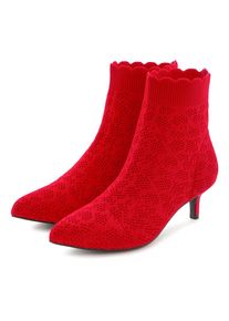 Lascana, Unisex, Lascana Ankleboots &raquo;Sock Boot,&laquo; High Heel Stiefelette, Stiefel, kleiner Absatz & elastischer Spitze, rot, 40, Sock Boots mit 