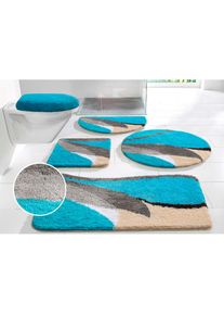 my home, my home Badematte &raquo;Magnus, Badvorleger, Badezimmer Teppich&laquo; mehrfarbig, Badteppich, Badematten auch als 2 teiliges Set & rund, blau, 