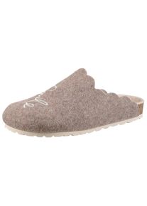 Aniston Shoes, Unisex, Aniston SHOES Clog &raquo;Smile&laquo; Clog, Hausschuh, Homeslipper - NEUE KOLLEKTION, taupe, 39, Bequemer Hausschuh mit toller Stickerei