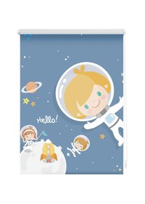 LICHTBLICK Original, LICHTBLICK ORIGINAL Seitenzugrollo &raquo;Klemmfix Motiv Astronaut&laquo; Lichtschutz ohne Bohren freih&auml;ngend bedruckt, braun, wei&szlig;, 