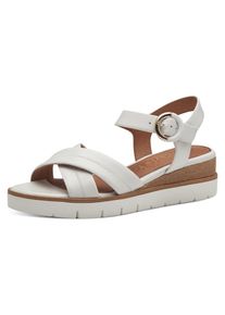 Tamaris, Unisex, Keilsandalette , Sommerschuh, Riemchensandale mit Ziern&auml;hten, wei&szlig;, 40, Sandalette mit Klettverschluss unter der Schnalle