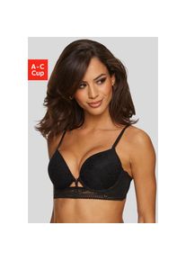 Lascana, Lascana Push-up-BH mit B&uuml;gel aus floraler Jacquardspitze, sexy Dessous, schwarz, 80, Cup B, Push-up-BH