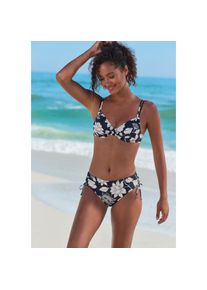 s.Oliver, Unisex, s.Oliver B&uuml;gel-Bikini-Top &raquo;Lady&laquo; mit floralem Design, schwarz, creme, 36, Cup B, Modischer Blumendruck