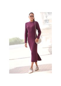 Lascana, Unisex, Lascana Strickkleid mit Zopfmuster, figurbetont, Pulloverkleid, herbstlich, bordeaux, burgunder, 38, N-Gr, Modischer Stehkragen