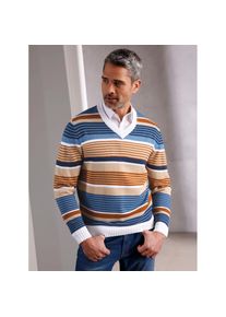 CLASSIC, Herren, V-Ausschnitt-Pullover &raquo;Pullover&laquo;, beige, mittelblau, gemustert, 48, gerippter V-Ausschnitt