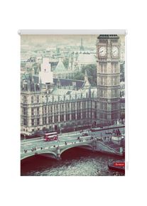 LICHTBLICK Original, LICHTBLICK ORIGINAL Seitenzugrollo &raquo;Klemmfix Motiv London Westminster&laquo; Lichtschutz ohne Bohren freih&auml;ngend bedruckt, grau, wei&szlig;, 