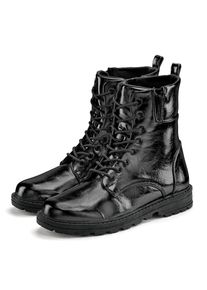 Lascana, Unisex, Lascana Stiefelette im angesagten Metallic-Look, Stiefel, Boots VEGAN, schwarz, 40, Im angesagten Metallic-Look