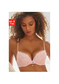 Lascana, Lascana Push-up-BH mit einzigartigen Kunstperlen-Details, sexy Dessous, rose, creme, 80, Cup C, Push-up-BH