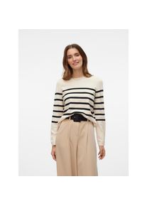 V&eacute;ro Moda Vero Moda, Unisex, Rundhalspullover &raquo;VMSABA PLAIN LS O-NECK PULLOVER GA NOOS&laquo;, birch stripes:schwarz, XS, Gestreifter Pullover von Vero Moda