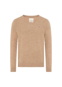 Gant, Herren, V-Ausschnitt-Pullover &raquo;EXTRAFINE LAMBSWOOL V-NECK&laquo; mit Logostickerei, dunkel sand melange, XL, Langarm Pullover von Gant