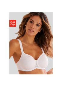 Lascana, Lascana Minimizer-BH mit B&uuml;gel aus schimmernder Jaquardspitze, wei&szlig;, 85, Cup D, Minimizer-BH