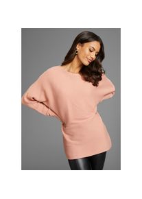 Laura Scott, Unisex, Rundhalspullover in oversized Form mit Rippstruktur, altrose, meliert, 48/50, Oversize Pullover von Laura Scott