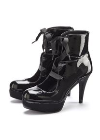 LASCANA Belle Affaire, Unisex, LASCANA Belle Affaire High-Heel-Sandalette &raquo;Stiefelette mit Plateau,&laquo; Halbschuh, Sandalette zum Schn&uuml;ren, Lackoptik, 