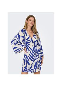 Jacqueline de Yong Jdy, Unisex, JDY Wickelkleid &raquo;JDYSEZEN LIFE 7/8 SHORT DRESS WVN DIA&laquo; Sommerkleid, sandshell aop:surf the web big leaf, XS, N-Gr, Kurzes Kleid von JDY