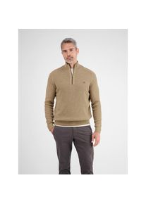 Lerros, Herren, Lerros Strickpullover mit Troyer-Reissverschluss, Stehkragen, light coffee, XL, Troyer in Strick-Optik von Lerros