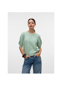 V&eacute;ro Moda Vero Moda, Unisex, Rundhalspullover &raquo;VMDOFFY 2/4 O-NECK PULLOVER GA NOOS&laquo; mit kurzen Puff&auml;rmeln, birds egg gr&uuml;n detail:melange, XS, Pullover von Vero 