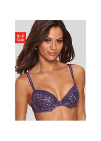 Lascana, Lascana Push-up-BH &raquo;Mirabel&laquo; mit zarter, blumiger Stickereispitze, sexy Dessous, pflaume, bunt, 70, Cup E, Push-up-BH