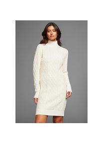 Laura Scott, Unisex, Strickkleid Ohne Taschen mit Zopfstrickmuster und Stehkragen, beige, 44, N-Gr, Elegantes Strickkleid von Laura Scott