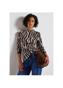 Street One, Unisex, Street One Rundhalspullover mit Zebra Print, Animal Print, deep roast braun, 44, Langarmshirt f&uuml;r Unisex von Street One
