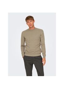 Only & Sons Only & Sons, Herren, ONLY & SONS Strickpullover &raquo;ONSLOUI REG 12 MEL CREW KNIT NOOS&laquo;, desert taupe detail:melange, S, Pullover von Only & Sons