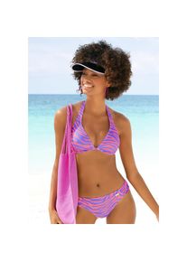 Venice Beach, Unisex, B&uuml;gel-Bikini-Top &raquo;Fjella&laquo; in zweifarbiger Animal-Optik, violett, koralle, 42, Cup D, Herausnehmbare Softcups