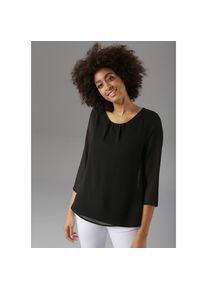 Aniston Selected, Unisex, Aniston SELECTED Schlupfbluse mit R&uuml;ckenschlitz, schwarz, 36, Unisexbluse aus Chiffon mit Jerseyfutter