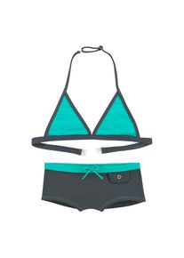 Buffalo, Unisex, Triangel-Bikini mit trendiger Hotpants, grau, t&uuml;rkis, 134/140, N-Gr, Mit verstellbaren Tr&auml;gern