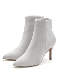 Lascana, Unisex, Lascana High-Heel-Stiefelette in spitzer Form & Pfennigabsatz, Reissverschluss Stiefel VEGAN, hellgrau, 39, Mit femininem 