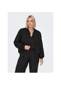Only Carmakoma, Unisex, Only CARMAKOMA Blouson &raquo;CARJOSEE METTA LIFE LS BOMBER WVN&laquo; mit Glitzer Effekt, schwarz aop:silber foil details, 48, 