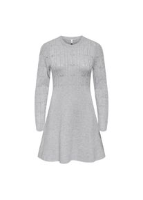 Only, Unisex, Only Strickkleid &raquo;ONLKATIA LIFE LS O-NECK CABL DRES EX KNT&laquo; Viskosemischung, regular fit, Rundhals, light grau melange, XS, N-Gr, 
