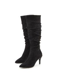 Lascana, Unisex, Lascana Reissverschlussstiefel mit modischer Raffung, Langschaft, High-Heel Stiefelette,Slouchy Boots, schwarz, 39, Mit modischer 
