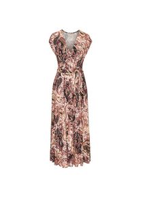 Vivance, Unisex, Maxikleid mit Bindeg&uuml;rtel, Eingrifftaschen mit Alloverdruck, Sommerkleid mit Taschen, Strandkleid, ros&eacute;, bordeaux, schwarz bedruckt, 