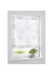 Kutti, Raffrollo &raquo;Bella&laquo; mit Hakenaufh&auml;ngung ohne Bohren freih&auml;ngend weiss, halbtransparent, Ausbrenner, bedruckt, mit Edelstahlhaken, wei&szlig;, beige, 