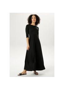 Aniston Casual, Unisex, Aniston CASUAL Maxikleid Rockteil mit Volant aus Plissee, schwarz, 48, N-Gr, Kn&ouml;chelfreies Unisexkleid mit 3/4-langen &Auml;rmeln